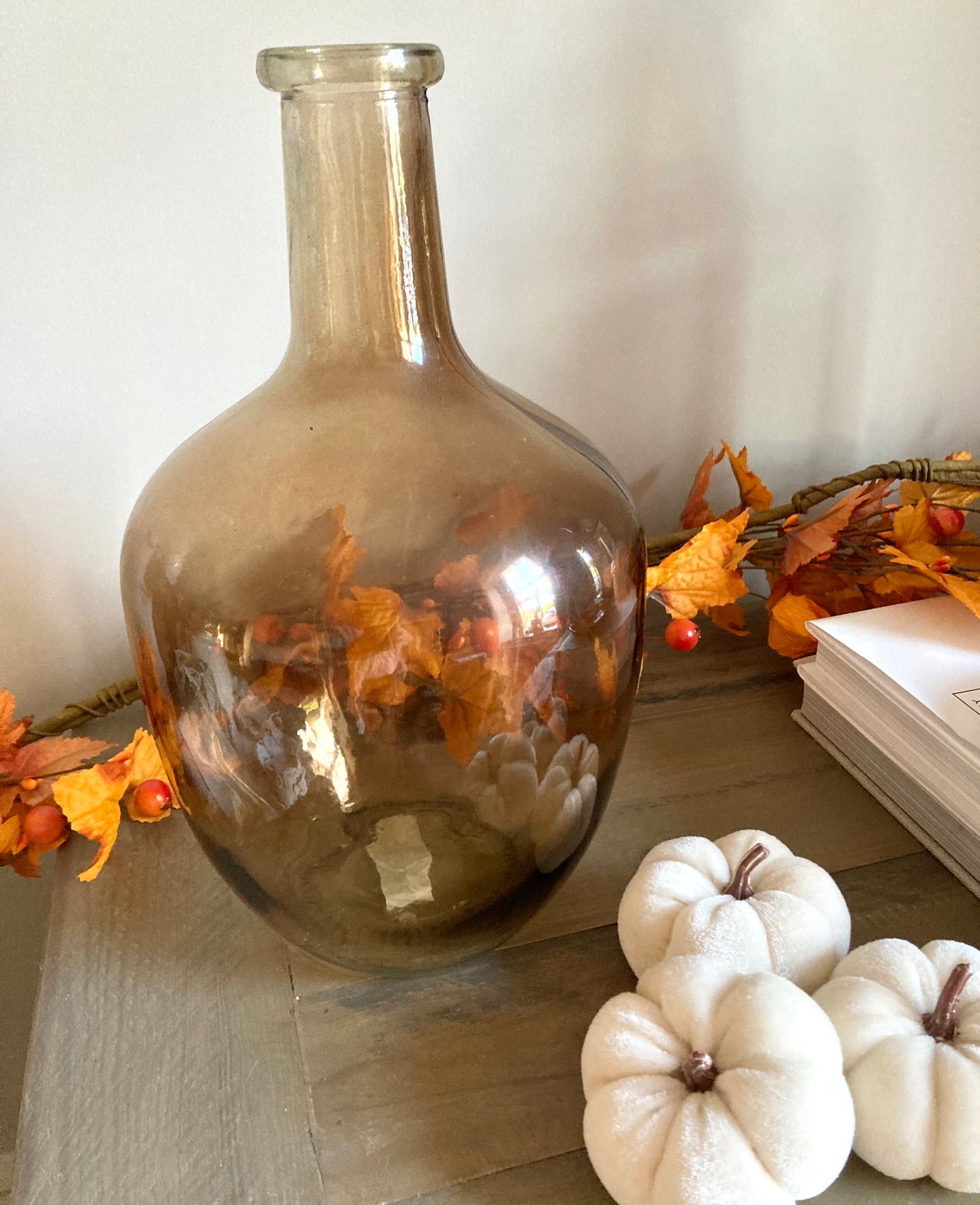 Brown glass bottle vase