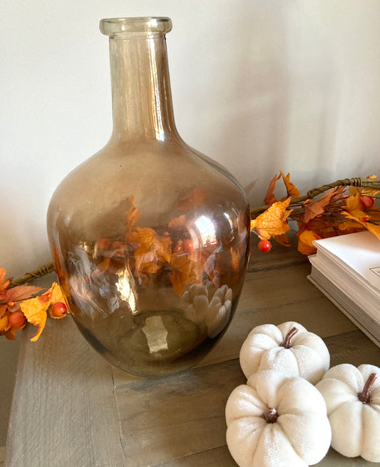 Brown glass bottle vase