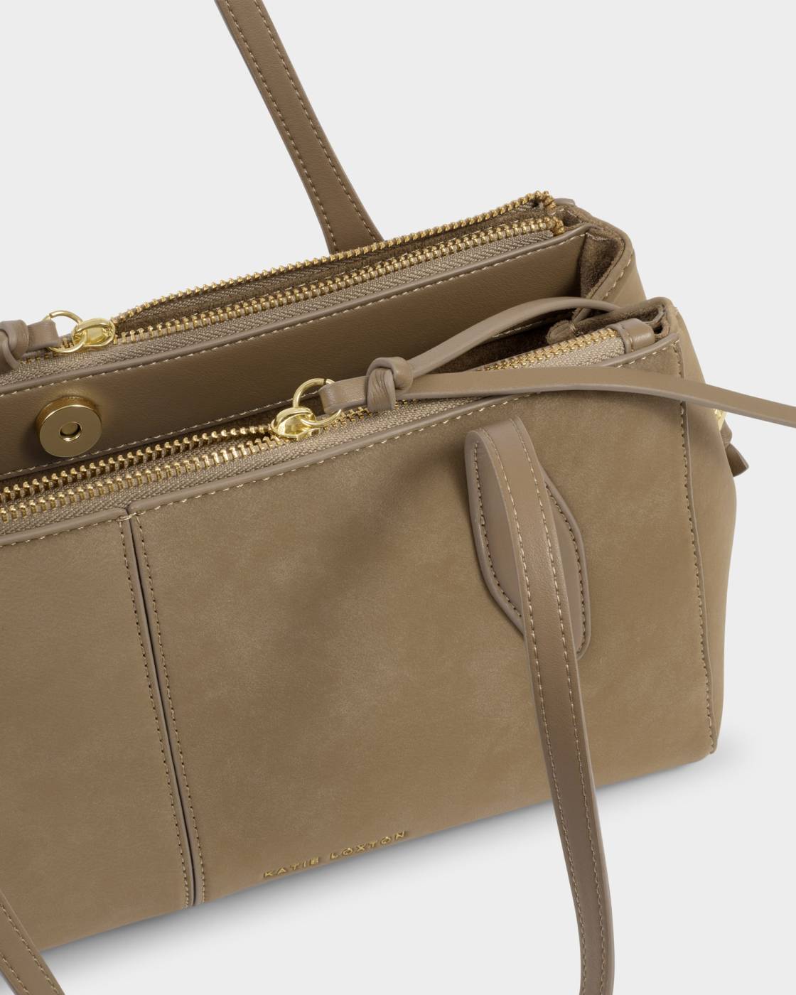 Hattie Suedette Shoulder Bag - Taupe