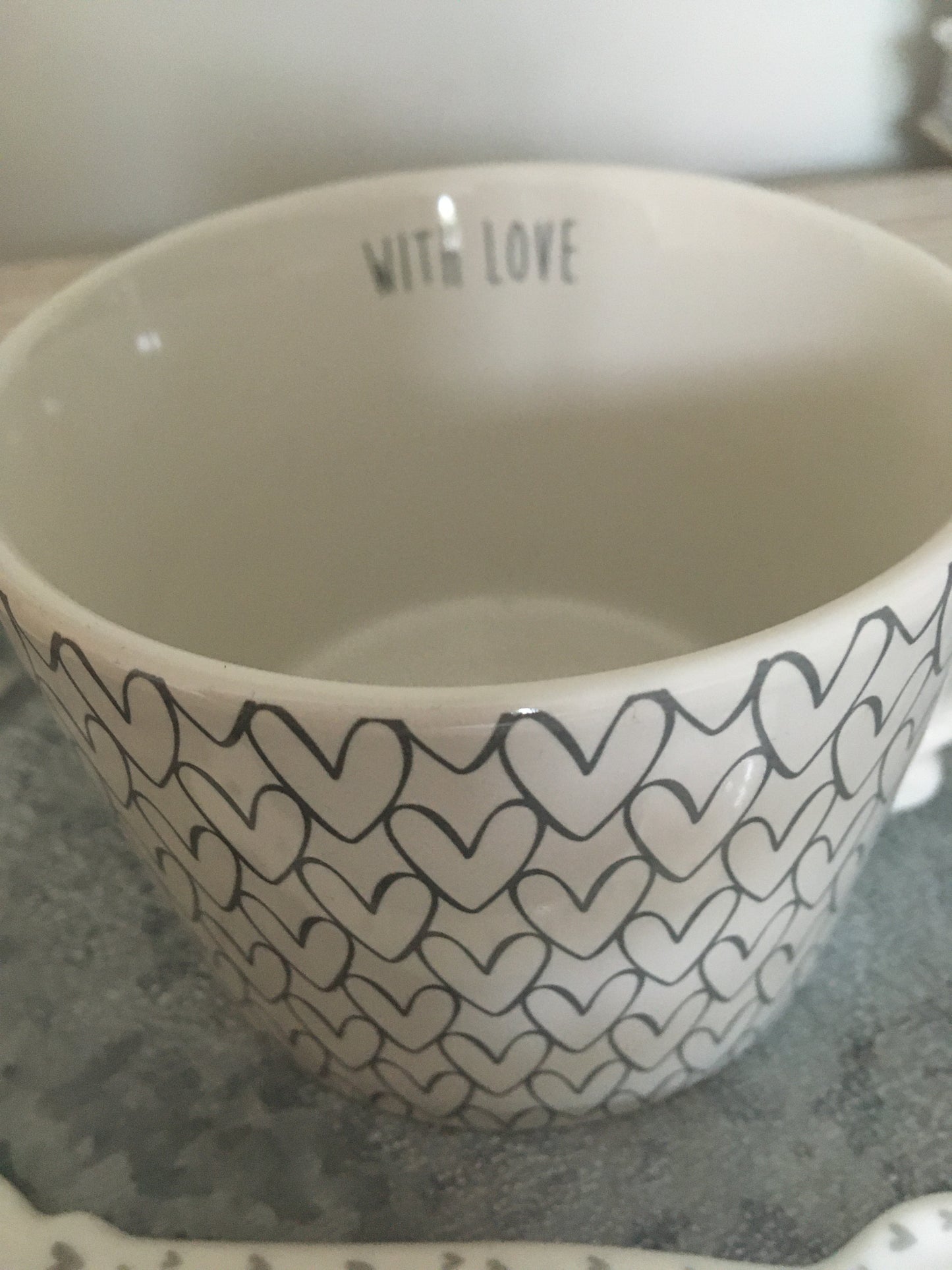 White China Mug with Hearts