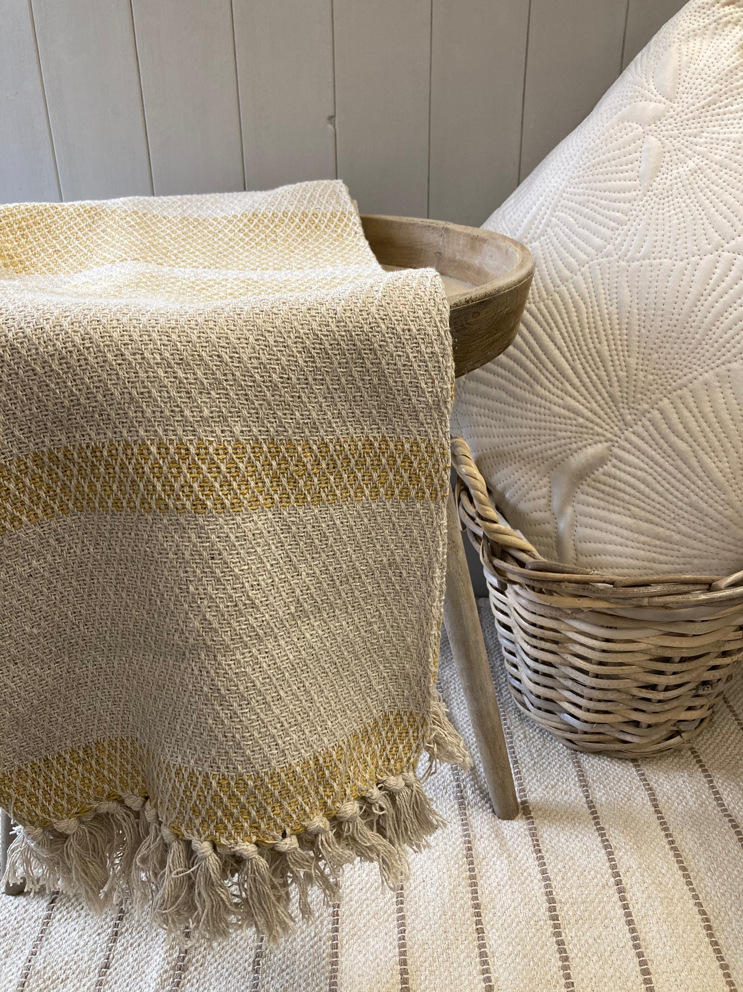 Yellow and Cream Throw