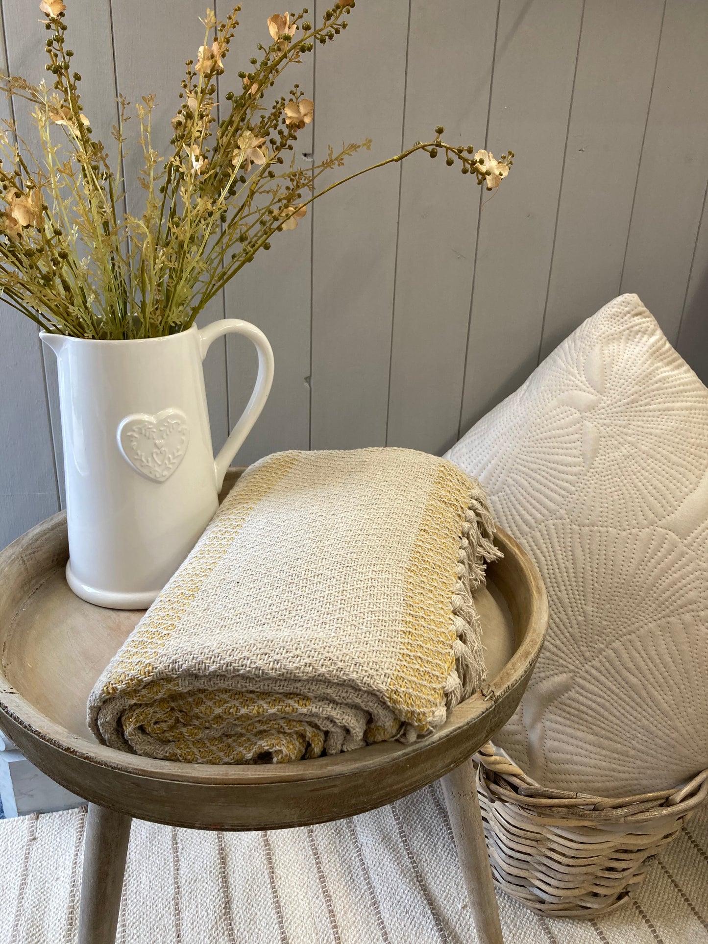 Yellow and Cream Throw