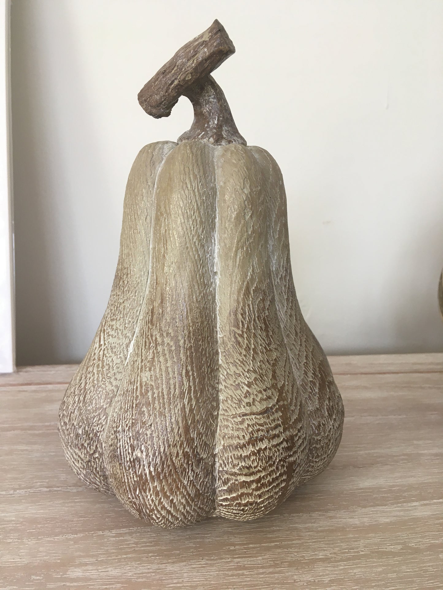 Wood carved squat pumpkin