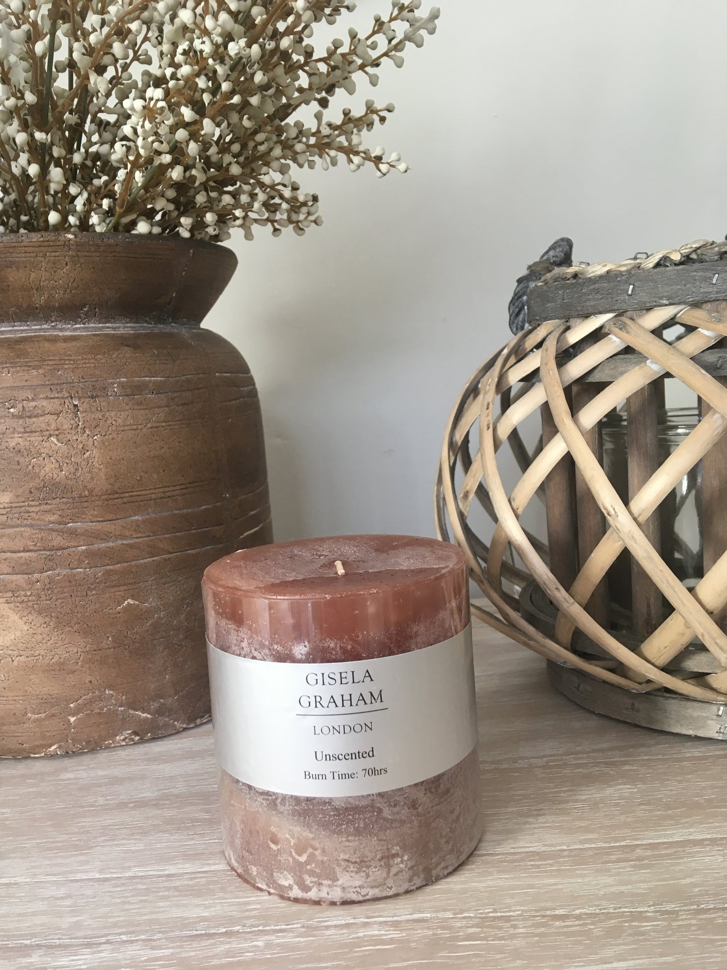 Brown pillar candle