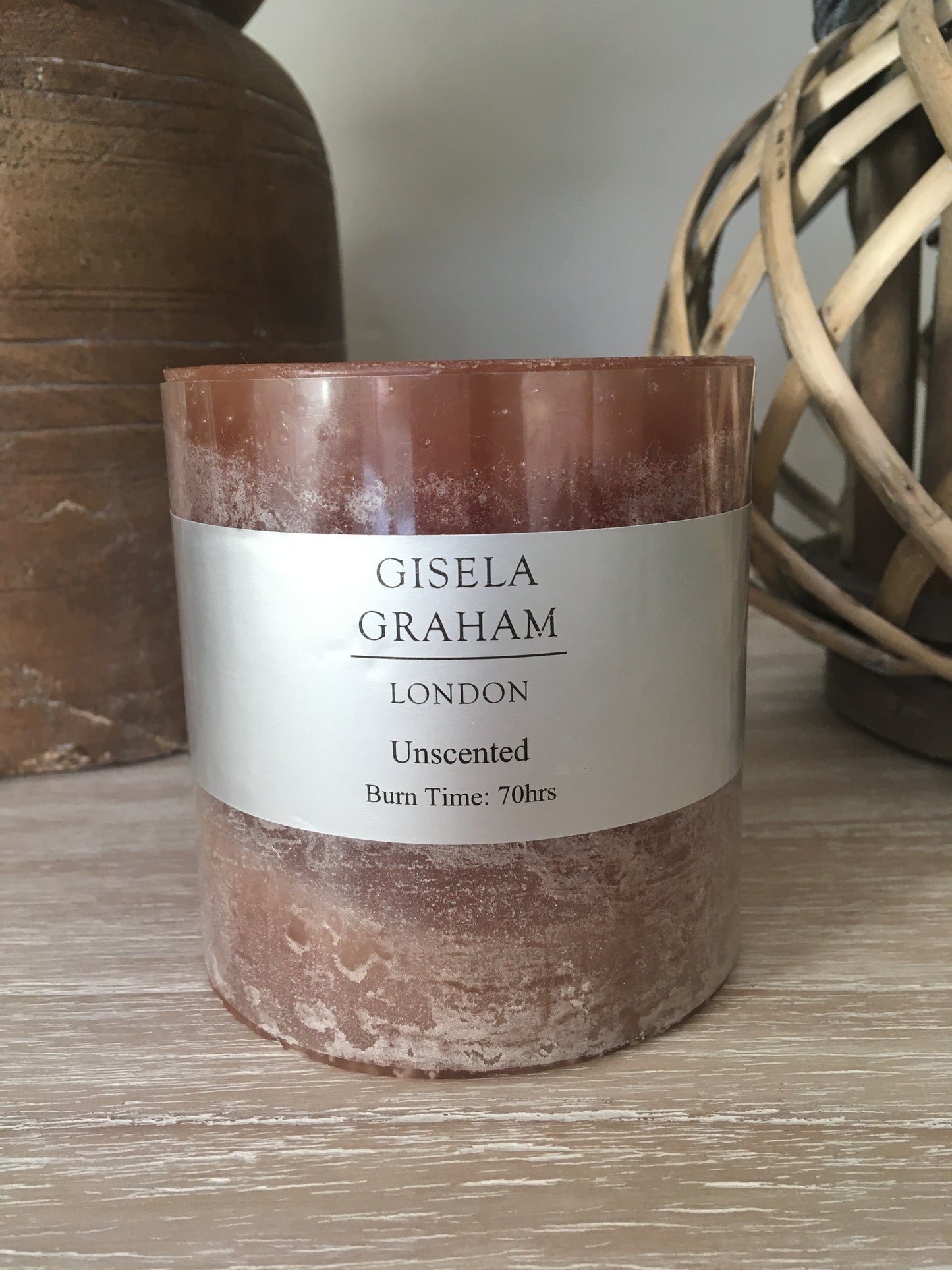 Brown pillar candle