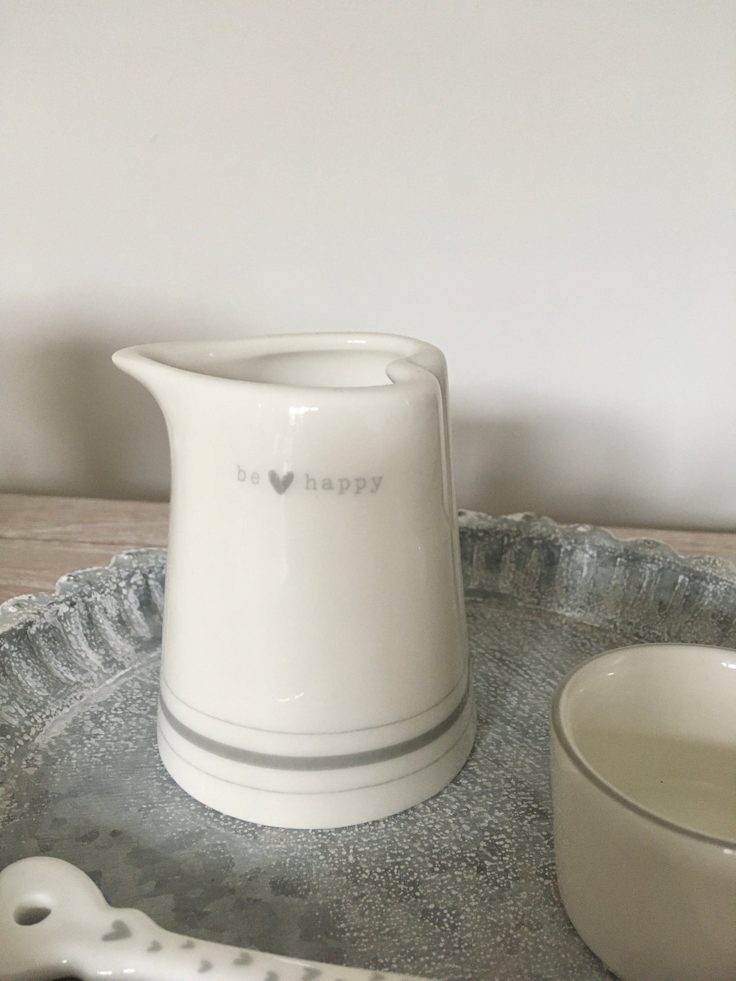 White China Milk Jug - Be Happy