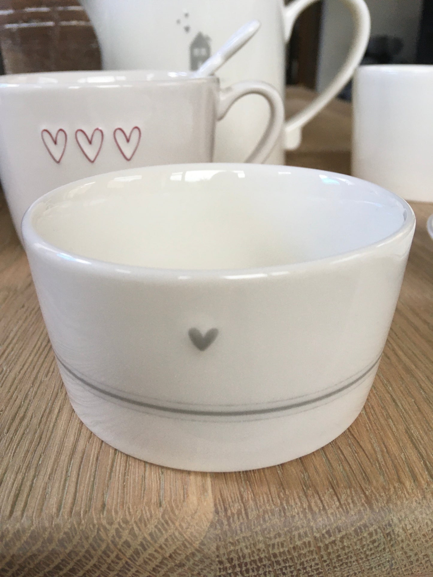 White China Dish -stripe