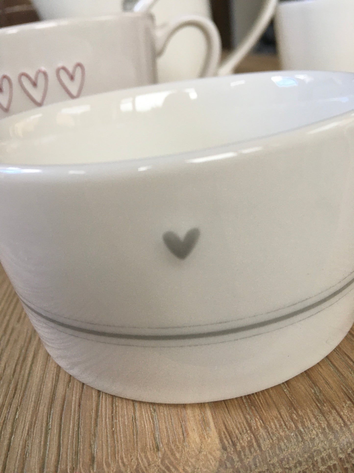 White China Dish -stripe