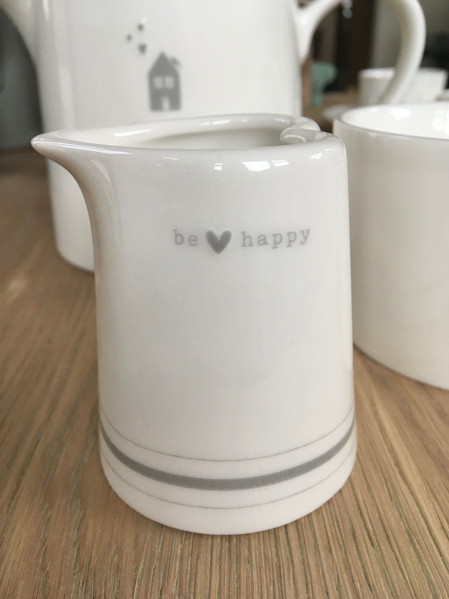 White China Milk Jug - Be Happy