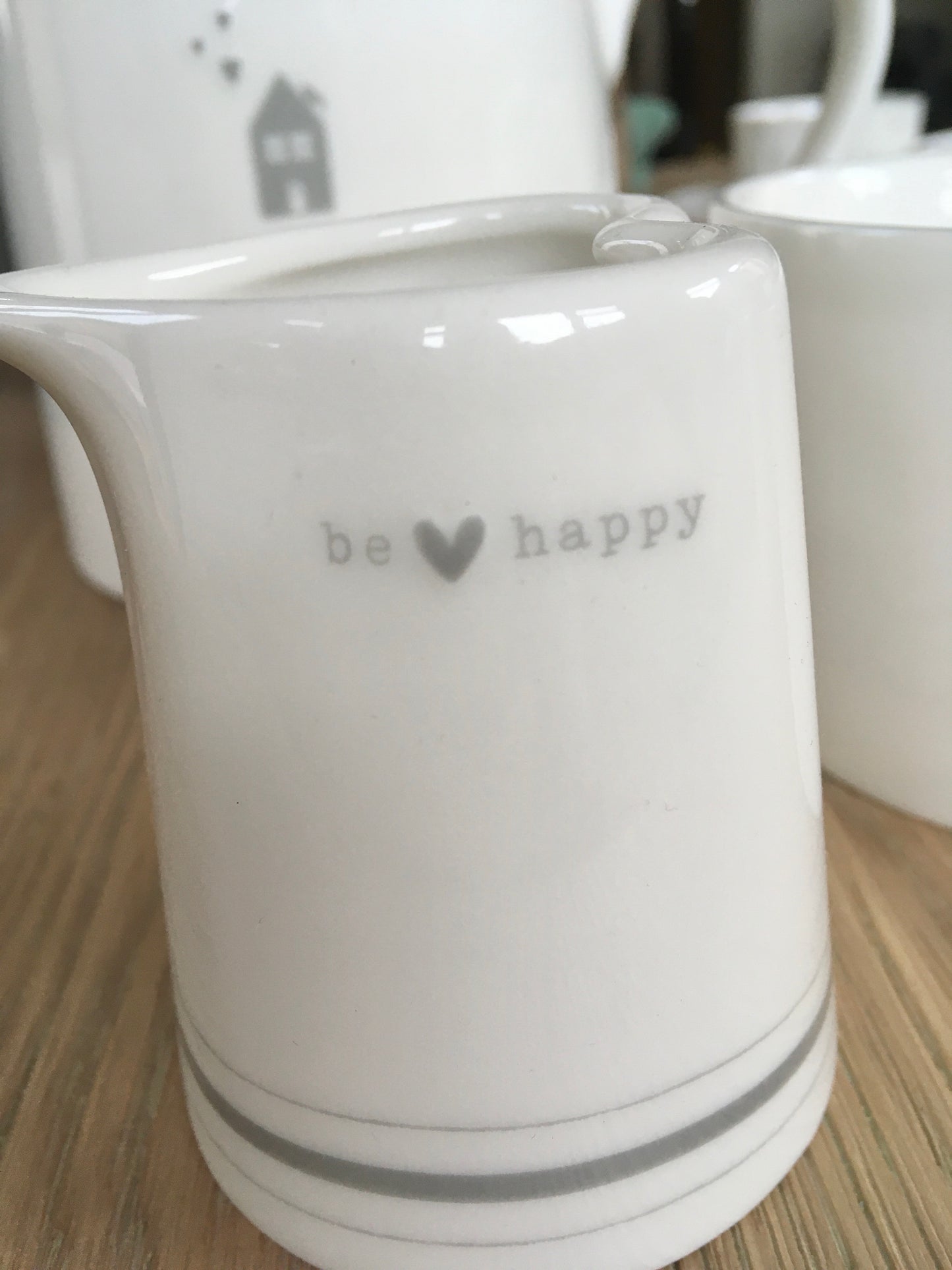 White China Milk Jug - Be Happy