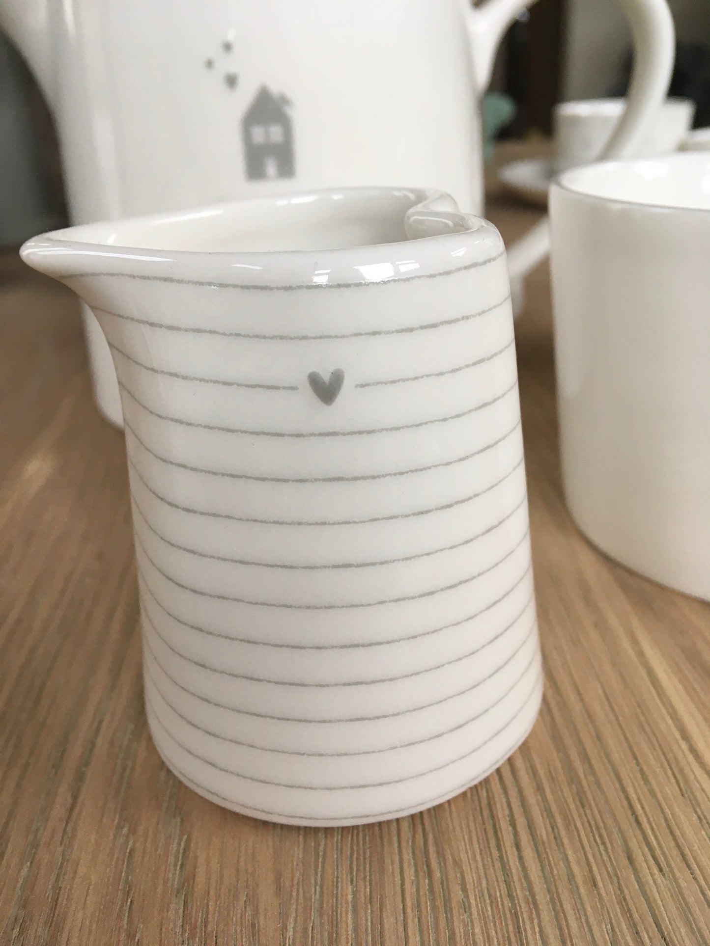 White China Milk Jug - Stripes