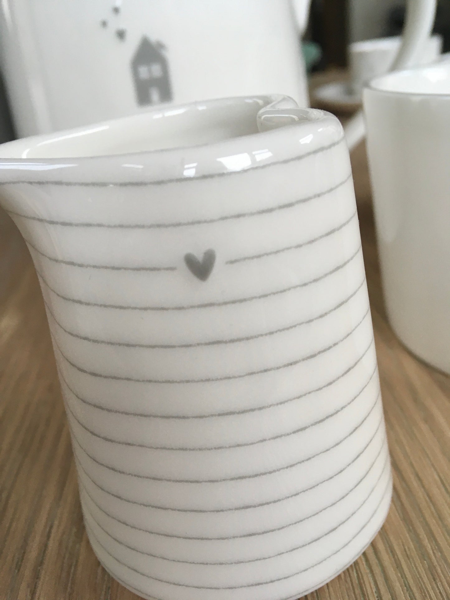 White China Milk Jug - Stripes