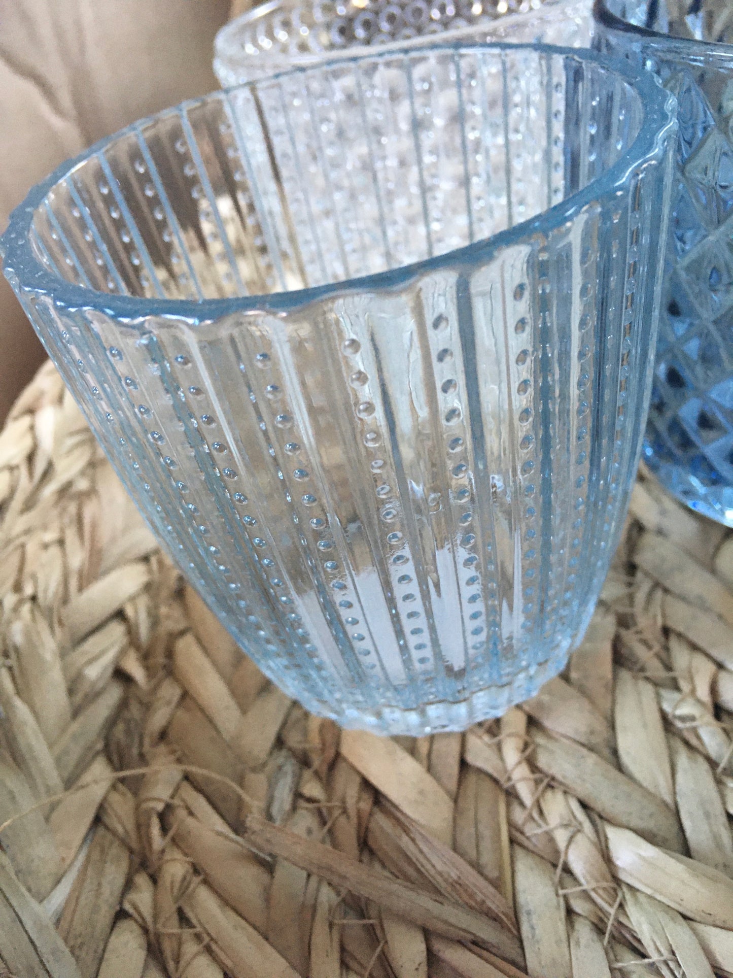 Glass Tea Light Holder - blue