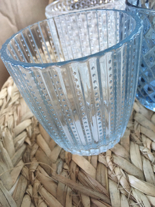 Glass Tea Light Holder - blue