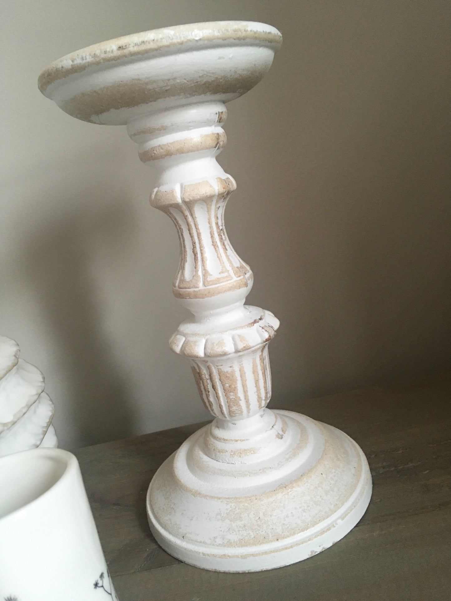 Wood effect candle holder