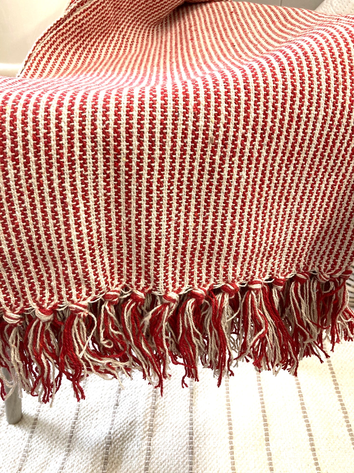 Red stripe throw