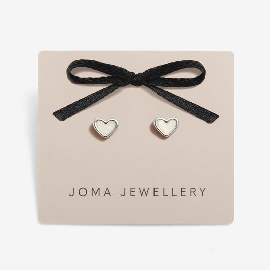 Joma Loved By You Mother Of Pearl Heart Stud Earrings