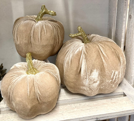 Beige Fabric Pumpkin - small