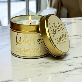 Lilyflame White Suede Tin Candle