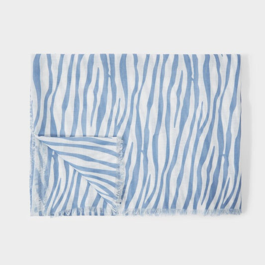Katie Loxton Printed Scarf Zebra Print - Blue and White